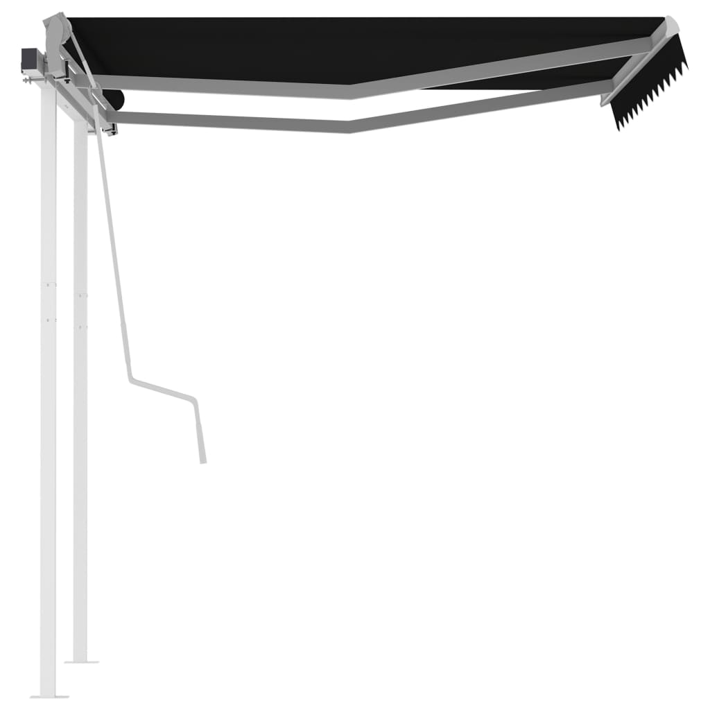 vidaXL Copertină retractabilă manual cu stâlpi, antracit, 3,5x2,5 m vidaXL Copertină retractabilă manual cu stâlpi, antracit, 3,5x2,5 m