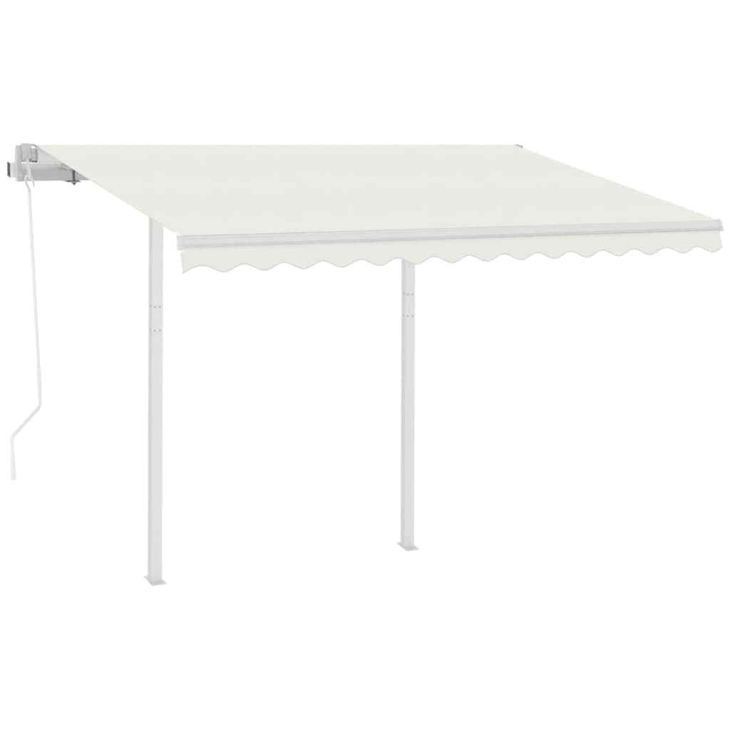 vidaXL Copertină retractabilă automat cu stâlpi, crem, 3,5x2,5 m vidaXL Copertină retractabilă automat cu stâlpi, crem, 3,5x2,5 m