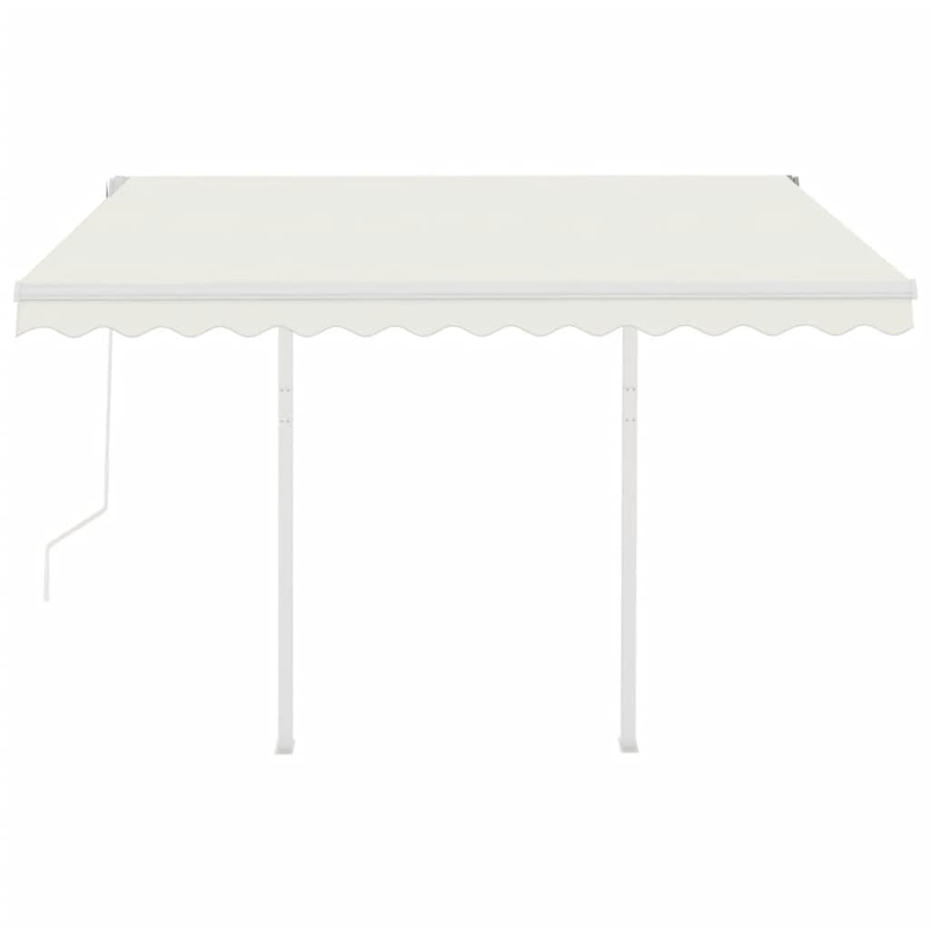 vidaXL Copertină retractabilă automat cu stâlpi, crem, 3,5x2,5 m vidaXL Copertină retractabilă automat cu stâlpi, crem, 3,5x2,5 m