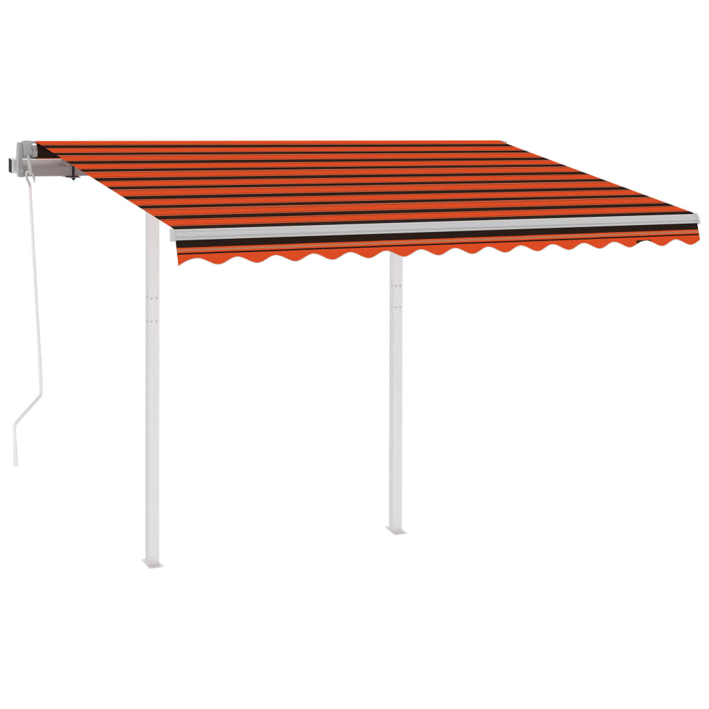 vidaXL Copertină retractabilă automat stâlpi portocaliu/maro 3,5x2,5 m