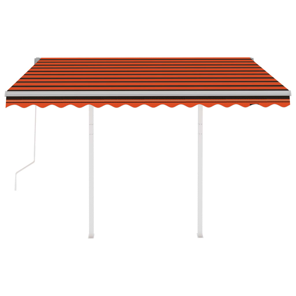 vidaXL Copertină retractabilă automat stâlpi portocaliu/maro 3,5x2,5 m