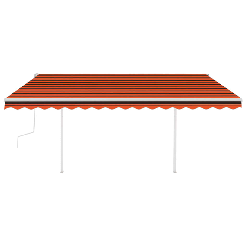 vidaXL Copertină retractabilă manual cu stâlpi, portocaliu&maro, 4x3 m