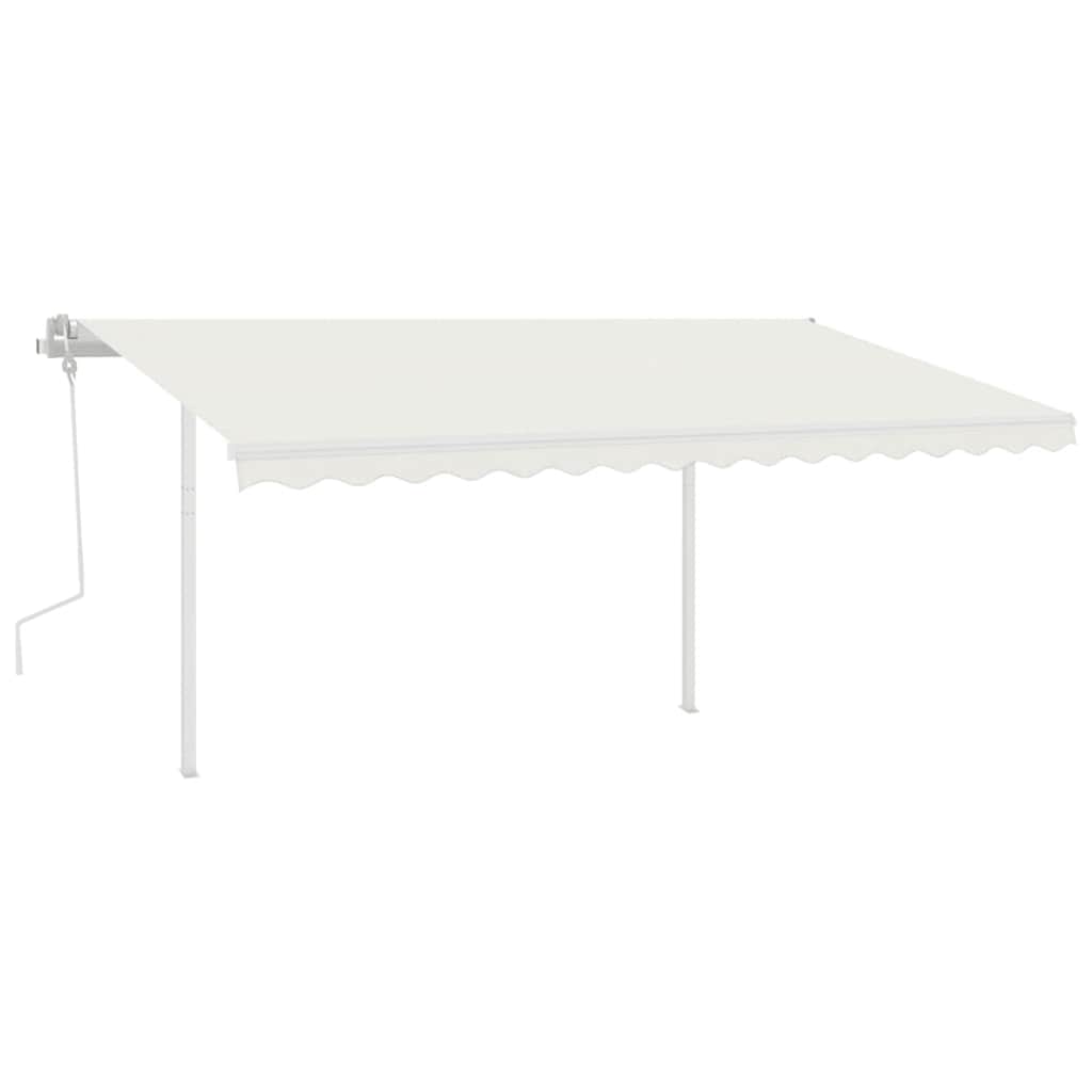 vidaXL Copertină retractabilă manual, cu LED, crem, 4x3 m vidaXL Copertină retractabilă manual, cu LED, crem, 4x3 m