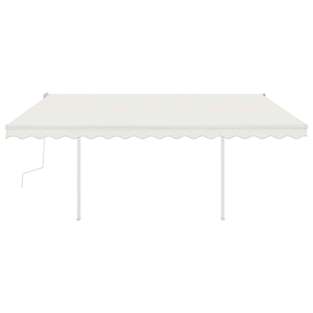 vidaXL Copertină retractabilă manual, cu LED, crem, 4x3 m vidaXL Copertină retractabilă manual, cu LED, crem, 4x3 m