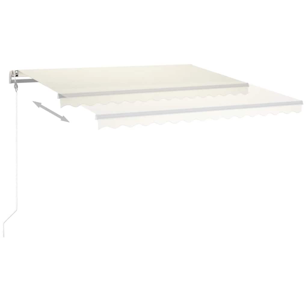 vidaXL Copertină retractabilă manual, cu LED, crem, 4x3 m vidaXL Copertină retractabilă manual, cu LED, crem, 4x3 m
