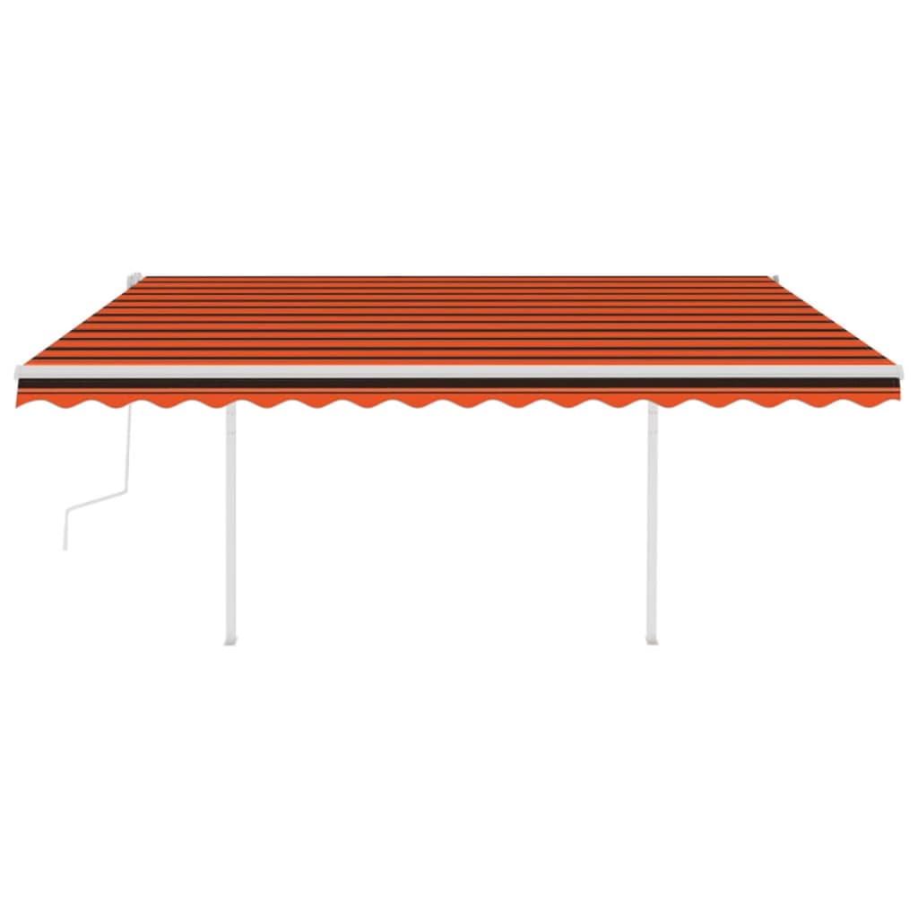 vidaXL Copertină retractabilă manual cu LED, portocaliu și maro, 4x3 m vidaXL Copertină retractabilă manual cu LED, portocaliu și maro, 4x3 m