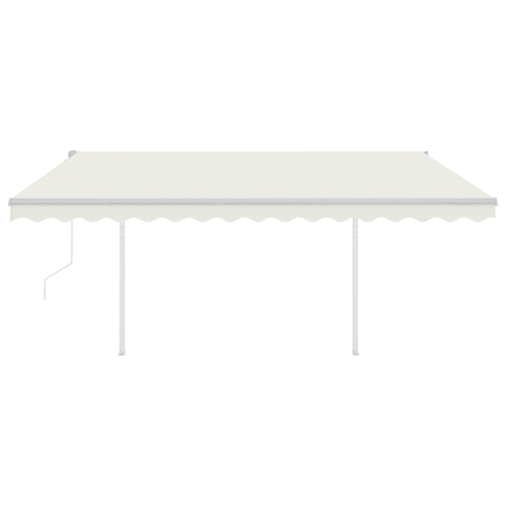 vidaXL Copertină retractabilă automat, cu stâlpi, crem, 4x3 m vidaXL Copertină retractabilă automat, cu stâlpi, crem, 4x3 m