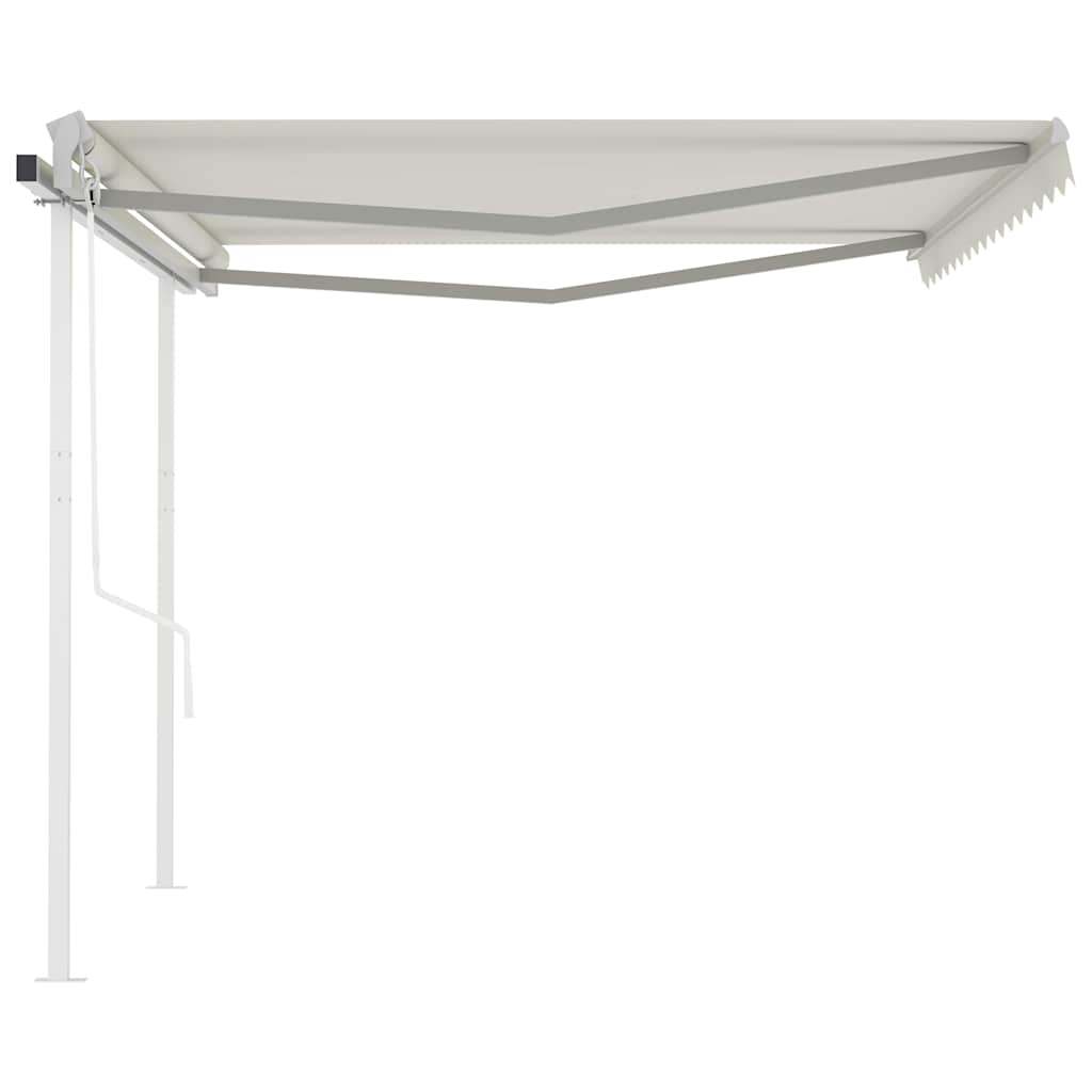 vidaXL Copertină retractabilă automat, cu stâlpi, crem, 4x3 m vidaXL Copertină retractabilă automat, cu stâlpi, crem, 4x3 m
