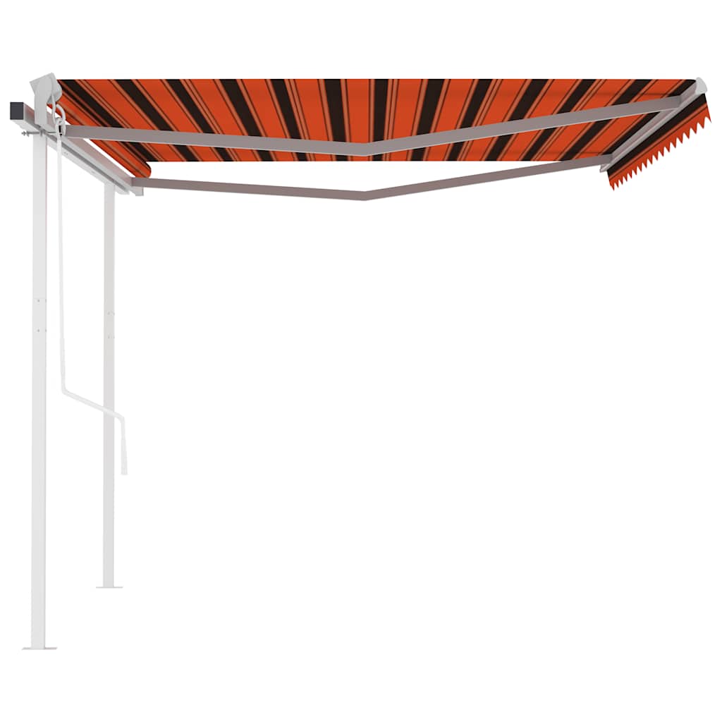 vidaXL Copertină retractabilă automat cu stâlpi, portocaliu&maro 4x3 m