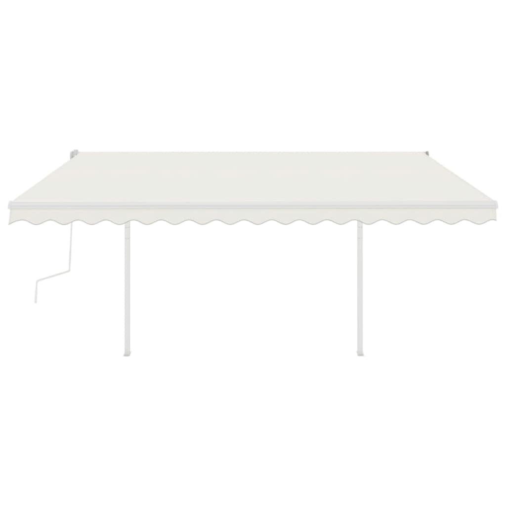 vidaXL Copertină retractabilă manual, cu stâlpi, crem, 4,5x3 m vidaXL Copertină retractabilă manual, cu stâlpi, crem, 4,5x3 m