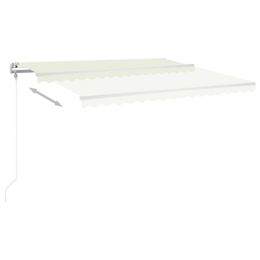 vidaXL Copertină retractabilă manual, cu stâlpi, crem, 4,5x3 m vidaXL Copertină retractabilă manual, cu stâlpi, crem, 4,5x3 m