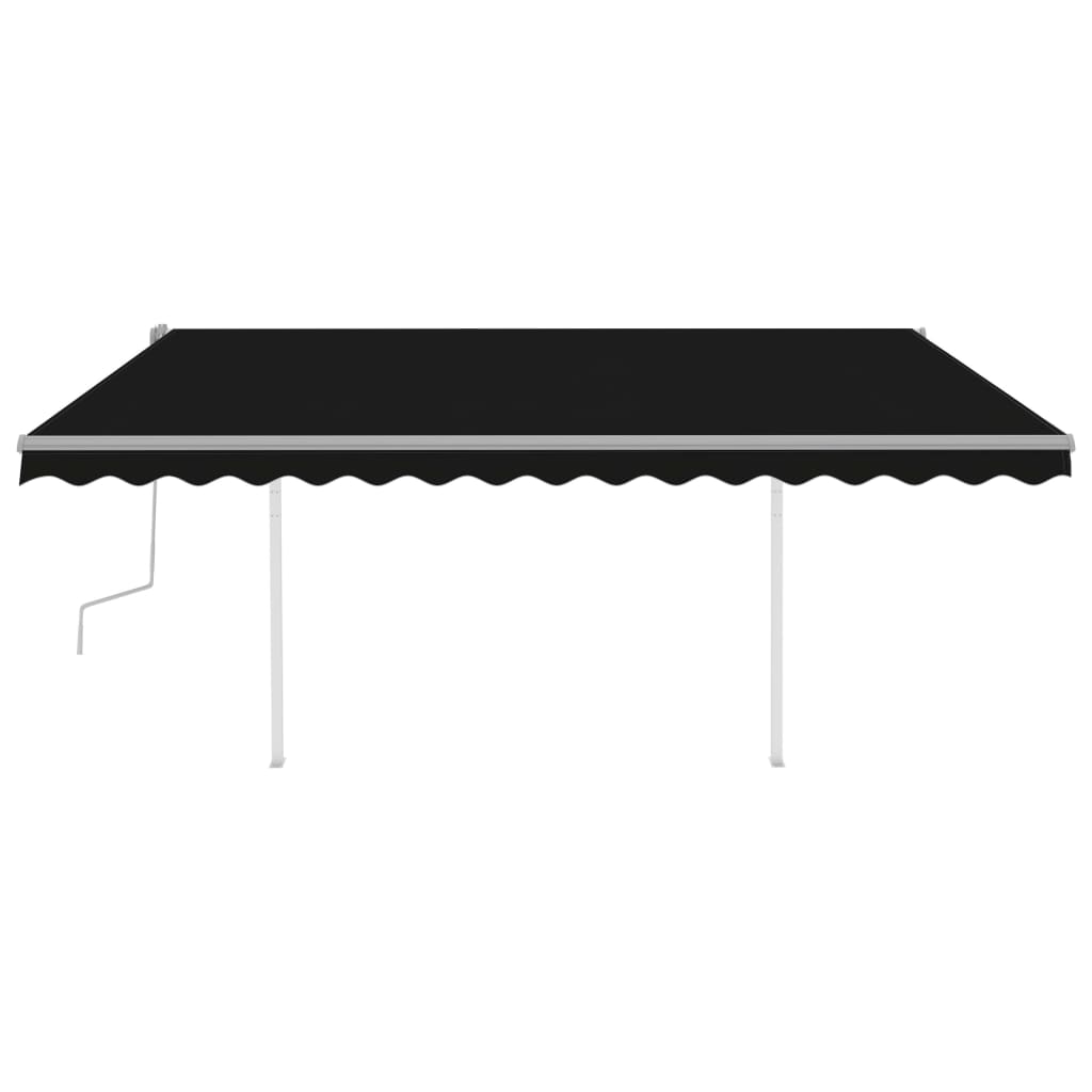 vidaXL Copertină retractabilă manual, cu stâlpi, antracit, 4,5x3 m vidaXL Copertină retractabilă manual, cu stâlpi, antracit, 4,5x3 m