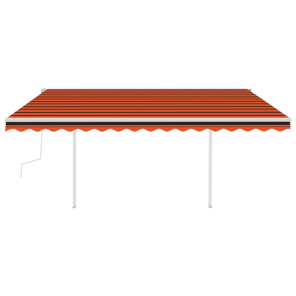 vidaXL Copertină retractabilă manual & stâlpi, portocaliu/maro 4,5x3 m vidaXL Copertină retractabilă manual & stâlpi, portocaliu/maro 4,5x3 m