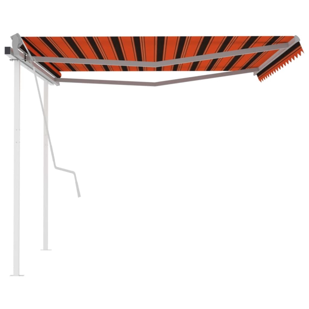vidaXL Copertină retractabilă manual & stâlpi, portocaliu/maro 4,5x3 m vidaXL Copertină retractabilă manual & stâlpi, portocaliu/maro 4,5x3 m
