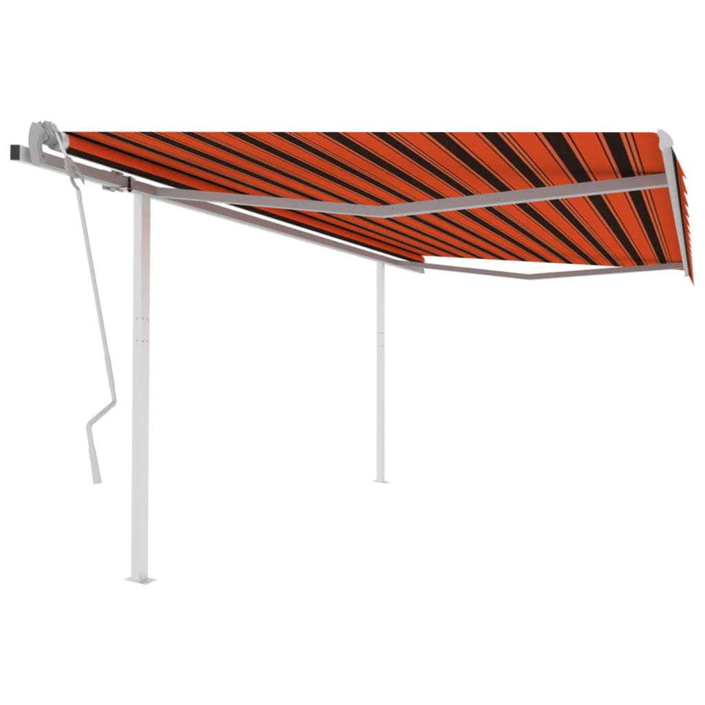 vidaXL Copertină retractabilă manual & stâlpi, portocaliu/maro 4,5x3 m vidaXL Copertină retractabilă manual & stâlpi, portocaliu/maro 4,5x3 m
