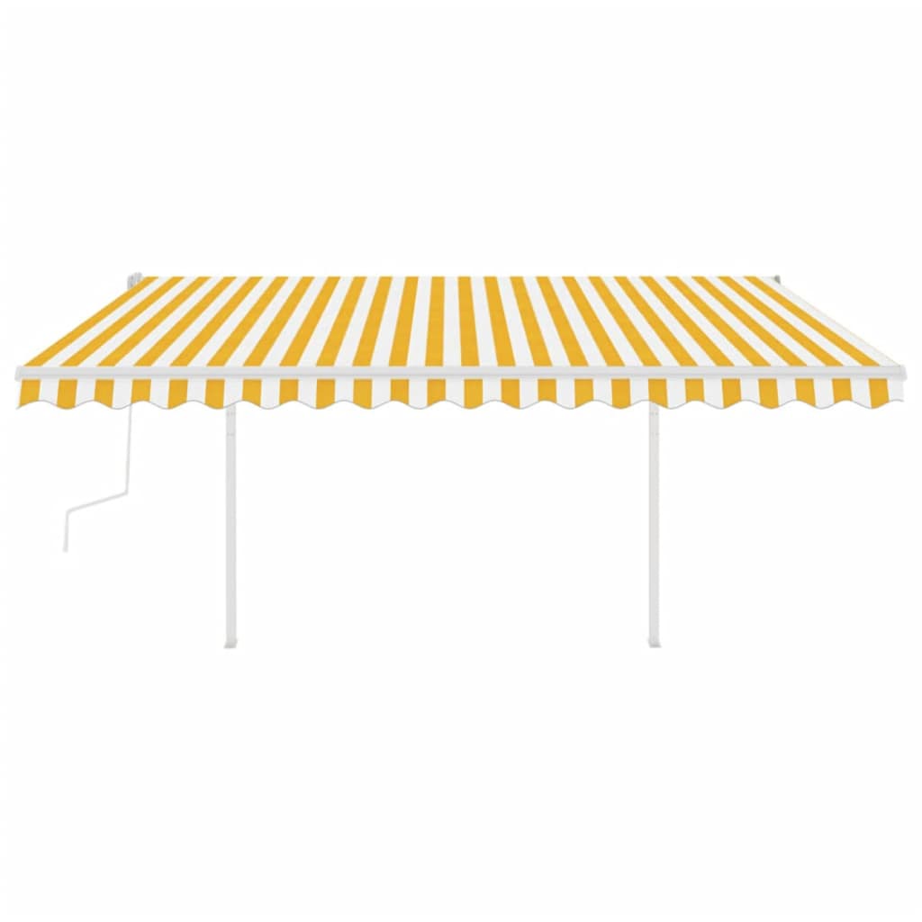 vidaXL Copertină retractabilă manual, cu LED, galben și alb, 4,5x3 m