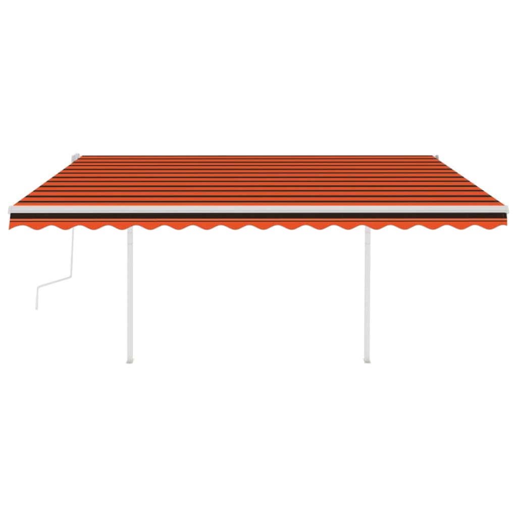 vidaXL Copertină retractabilă manual cu LED, portocaliu/maro 4,5x3 m vidaXL Copertină retractabilă manual cu LED, portocaliu/maro 4,5x3 m