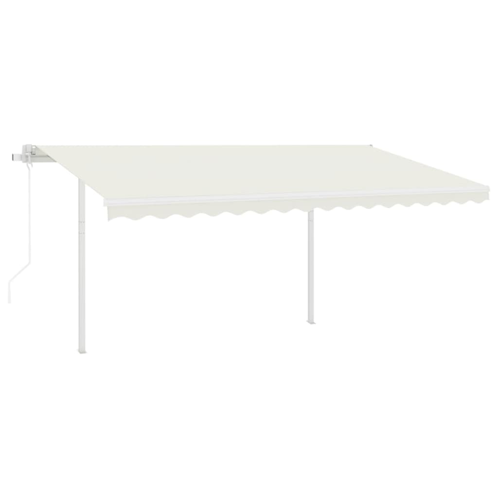 vidaXL Copertină retractabilă automat, cu stâlpi, crem, 4,5x3 m vidaXL Copertină retractabilă automat, cu stâlpi, crem, 4,5x3 m