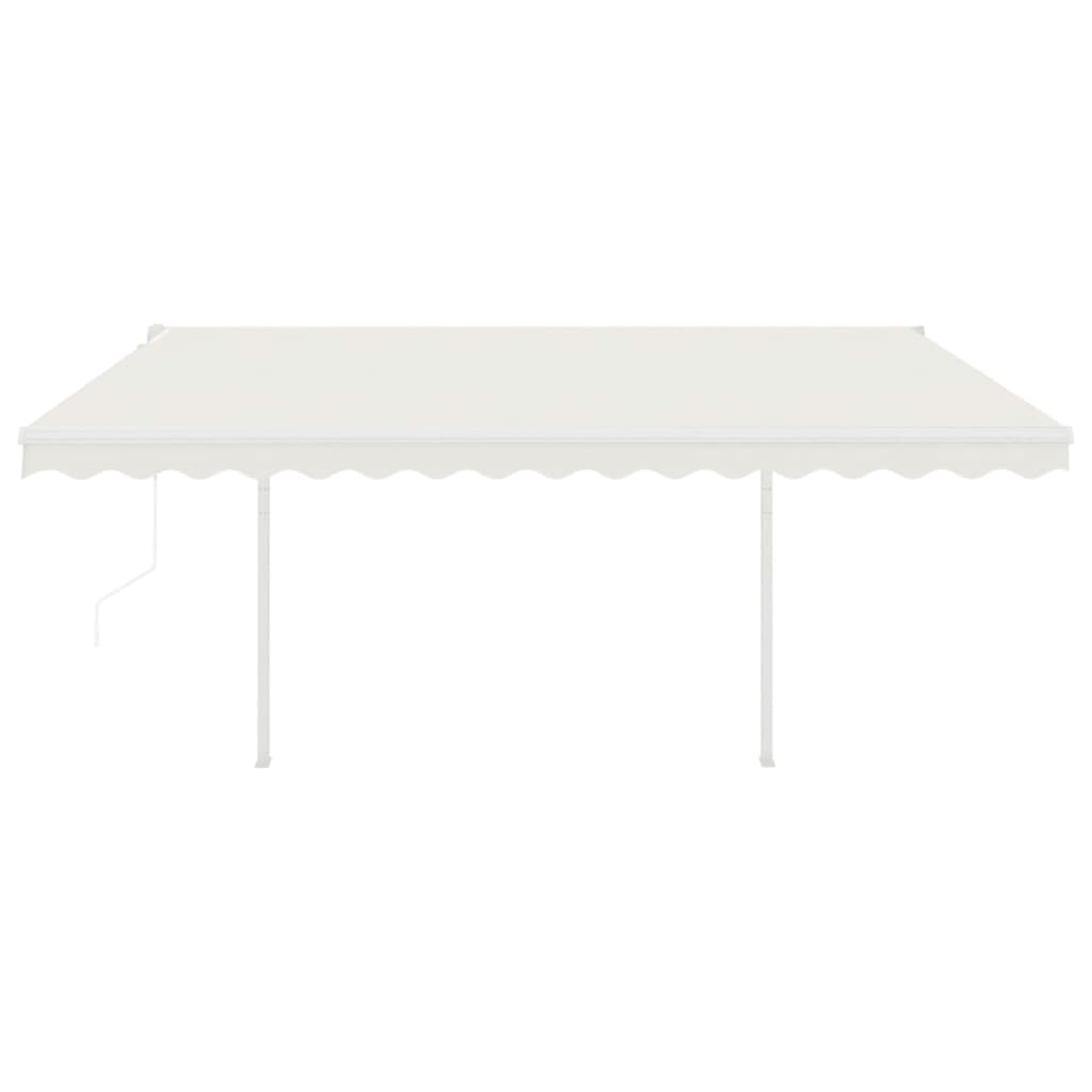 vidaXL Copertină retractabilă automat, cu stâlpi, crem, 4,5x3 m vidaXL Copertină retractabilă automat, cu stâlpi, crem, 4,5x3 m