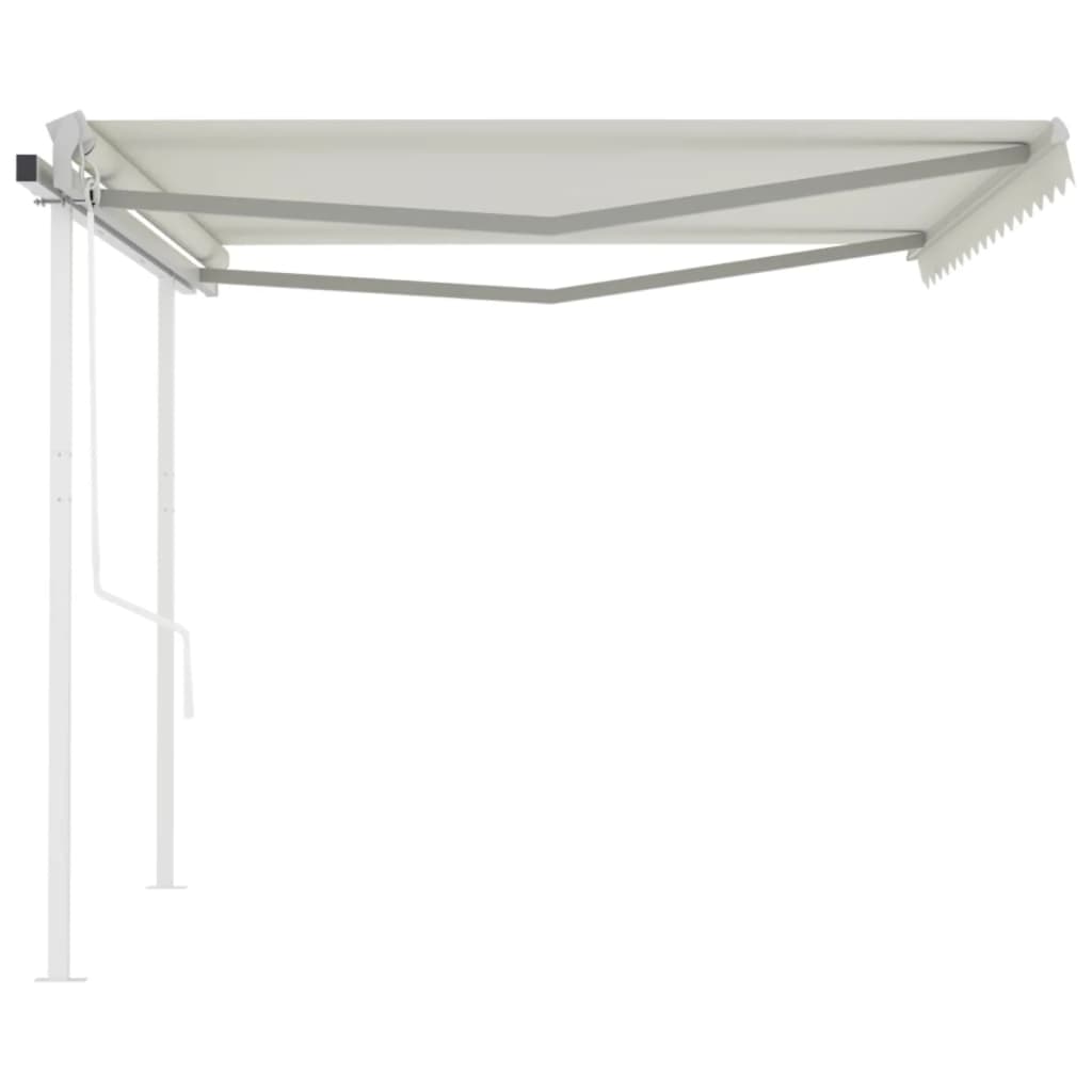 vidaXL Copertină retractabilă automat, cu stâlpi, crem, 4,5x3 m vidaXL Copertină retractabilă automat, cu stâlpi, crem, 4,5x3 m