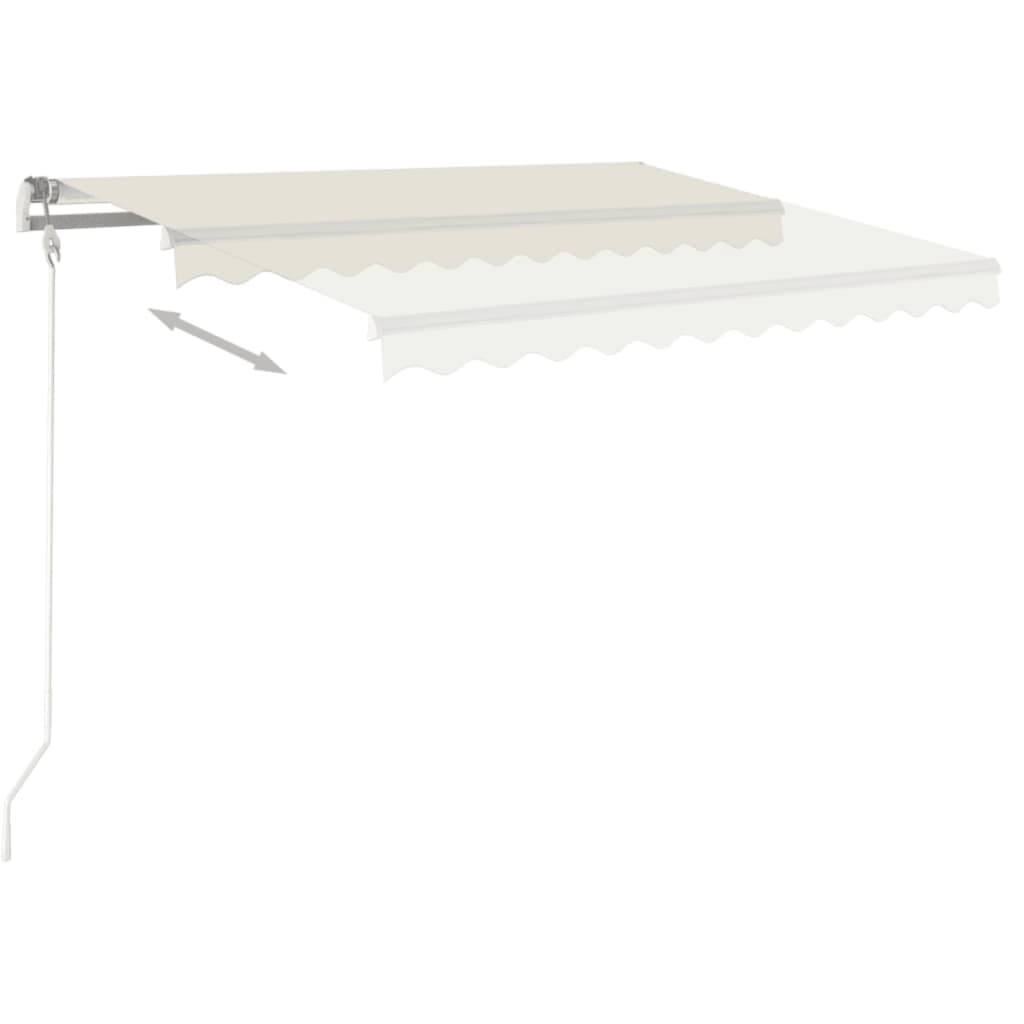 vidaXL Copertină retractabilă automat, cu stâlpi, crem, 4,5x3 m vidaXL Copertină retractabilă automat, cu stâlpi, crem, 4,5x3 m