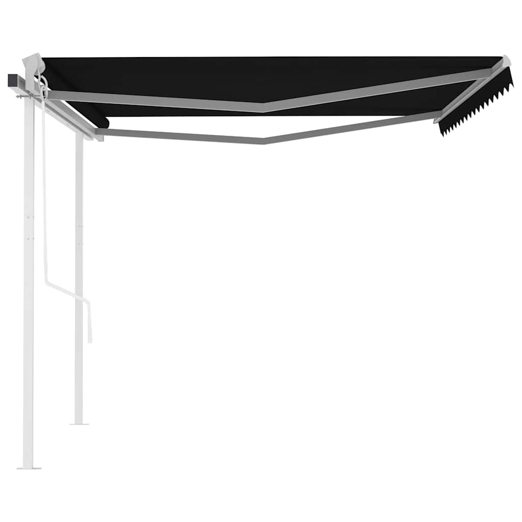 vidaXL Copertină retractabilă automat, cu stâlpi, antracit, 4,5x3 m vidaXL Copertină retractabilă automat, cu stâlpi, antracit, 4,5x3 m