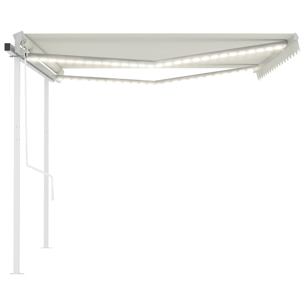 vidaXL Copertină automată cu senzor vânt & LED, crem, 4,5x3 m vidaXL Copertină automată cu senzor vânt & LED, crem, 4,5x3 m