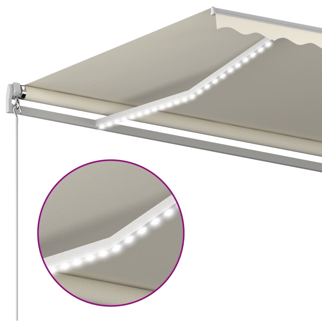 vidaXL Copertină automată cu senzor vânt & LED, crem, 4,5x3 m vidaXL Copertină automată cu senzor vânt & LED, crem, 4,5x3 m