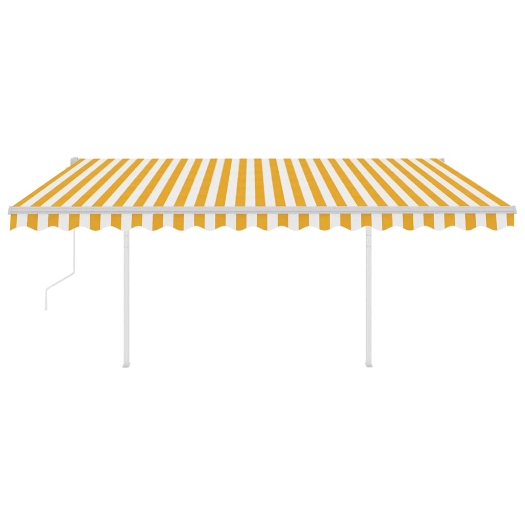 vidaXL Copertină automată cu senzor vânt&LED, galben/alb, 4,5x3 m