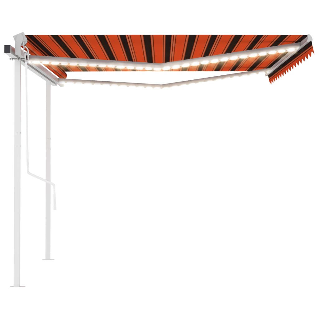 vidaXL Copertină automată cu senzor vânt&LED, portocaliu/maro, 4,5x3 m vidaXL Copertină automată cu senzor vânt&LED, portocaliu/maro, 4,5x3 m