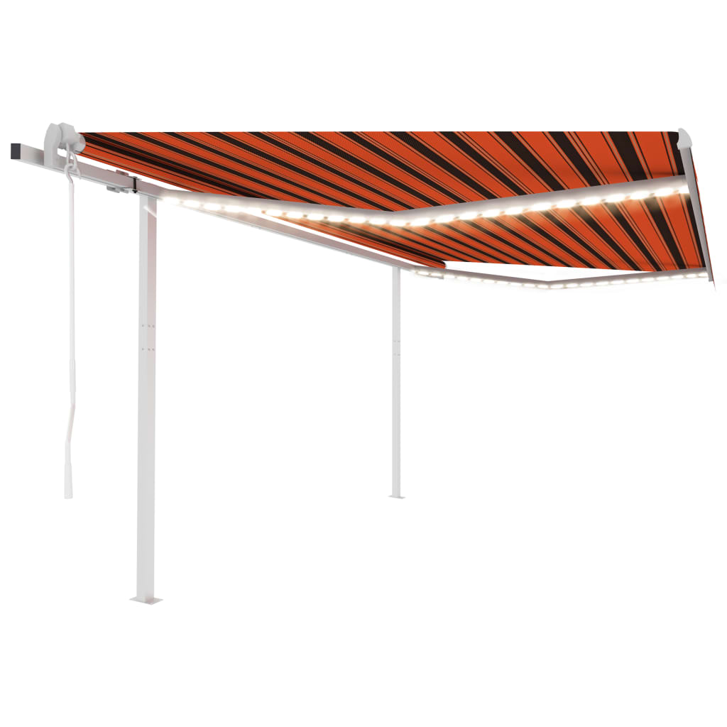 vidaXL Copertină automată cu senzor vânt&LED, portocaliu/maro, 4,5x3 m vidaXL Copertină automată cu senzor vânt&LED, portocaliu/maro, 4,5x3 m