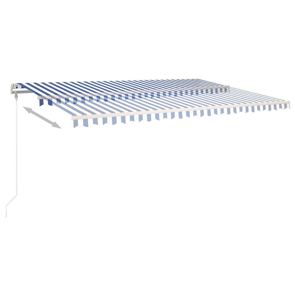 vidaXL Copertină retractabilă manual, cu LED, albastru și alb, 5x3 m vidaXL Copertină retractabilă manual, cu LED, albastru și alb, 5x3 m