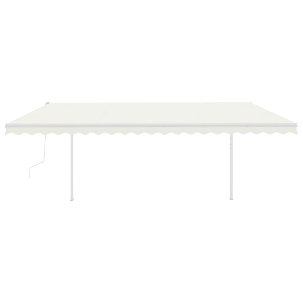 vidaXL Copertină retractabilă automat, cu stâlpi, crem, 5x3 m