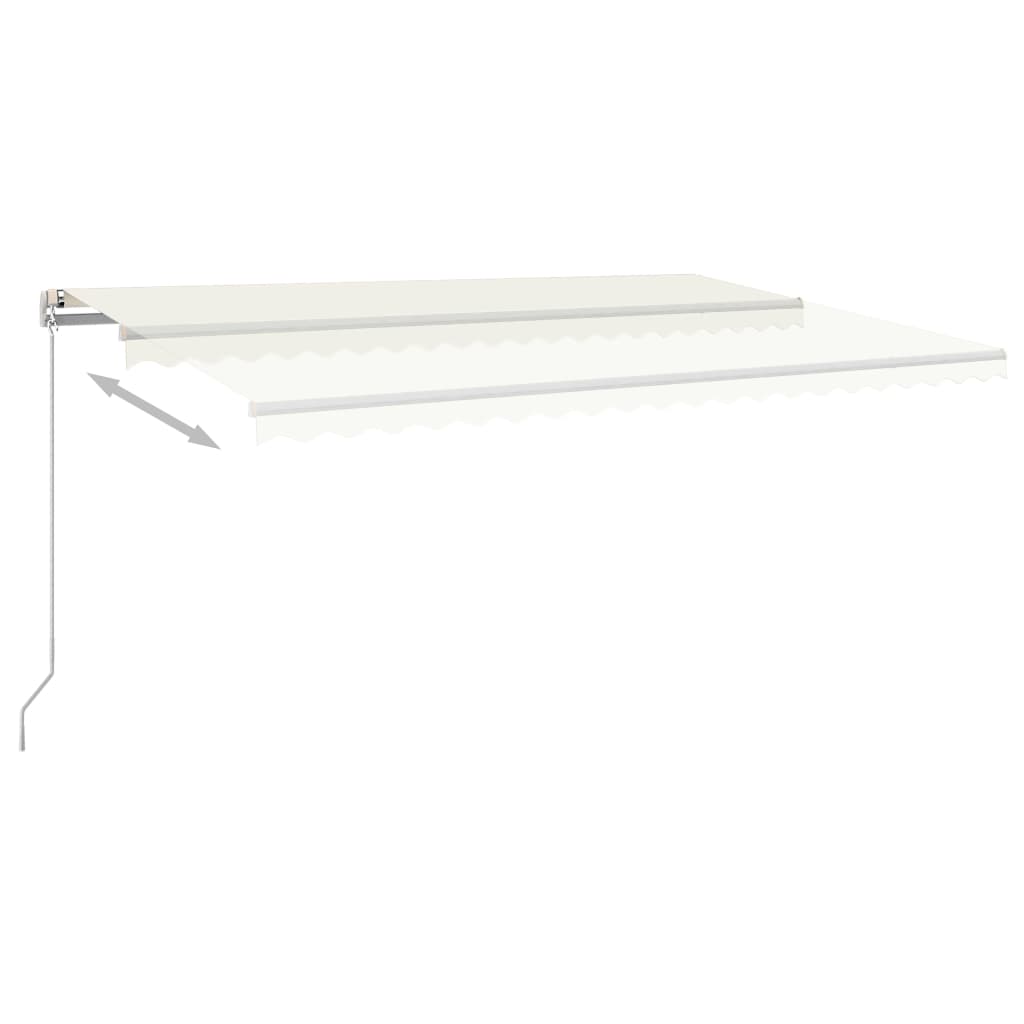 vidaXL Copertină retractabilă automat, cu stâlpi, crem, 5x3 m