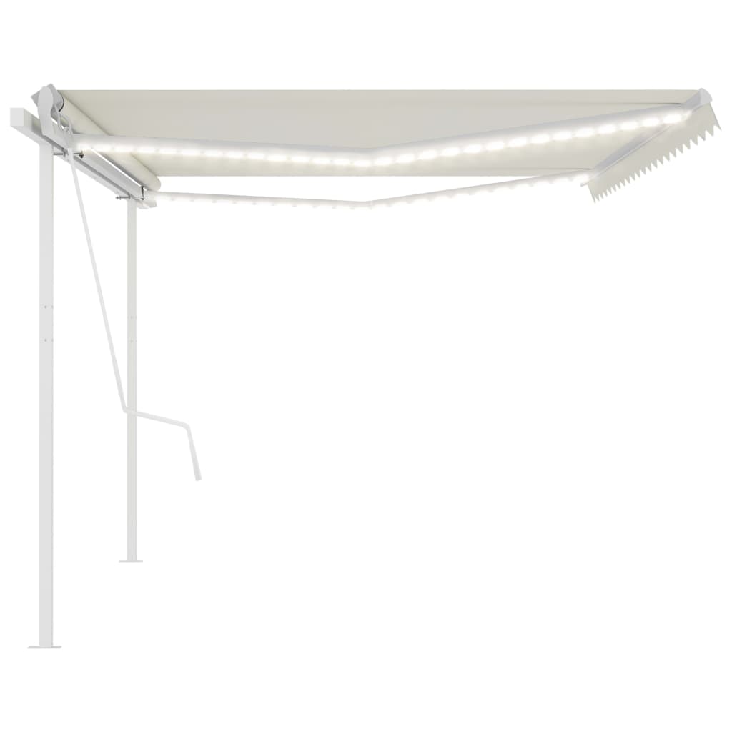 vidaXL Copertină automată cu senzor vânt & LED, crem, 5x3 m