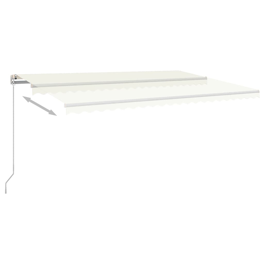 vidaXL Copertină automată cu senzor vânt & LED, crem, 5x3 m