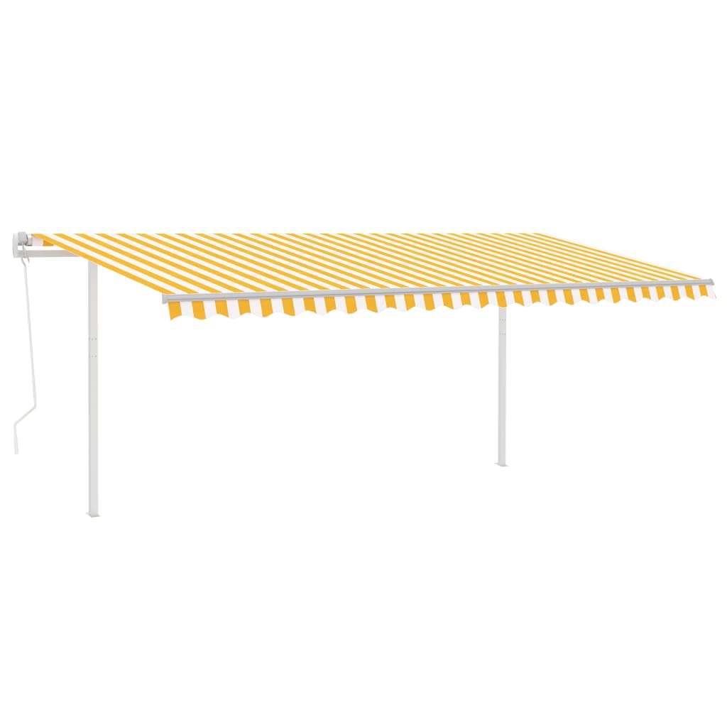 vidaXL Copertină automată cu senzor vânt & LED, galben&alb, 5x3 m vidaXL Copertină automată cu senzor vânt & LED, galben&alb, 5x3 m