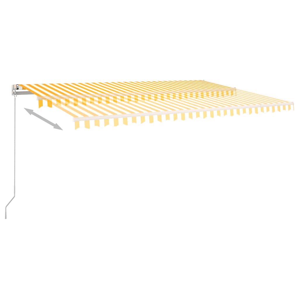 vidaXL Copertină automată cu senzor vânt & LED, galben&alb, 5x3 m vidaXL Copertină automată cu senzor vânt & LED, galben&alb, 5x3 m