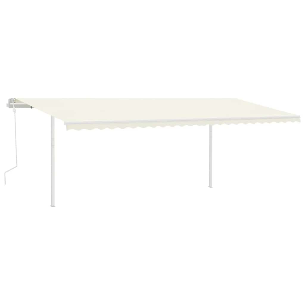 vidaXL Copertină retractabilă manual cu stâlpi, crem, 6x3 m vidaXL Copertină retractabilă manual cu stâlpi, crem, 6x3 m