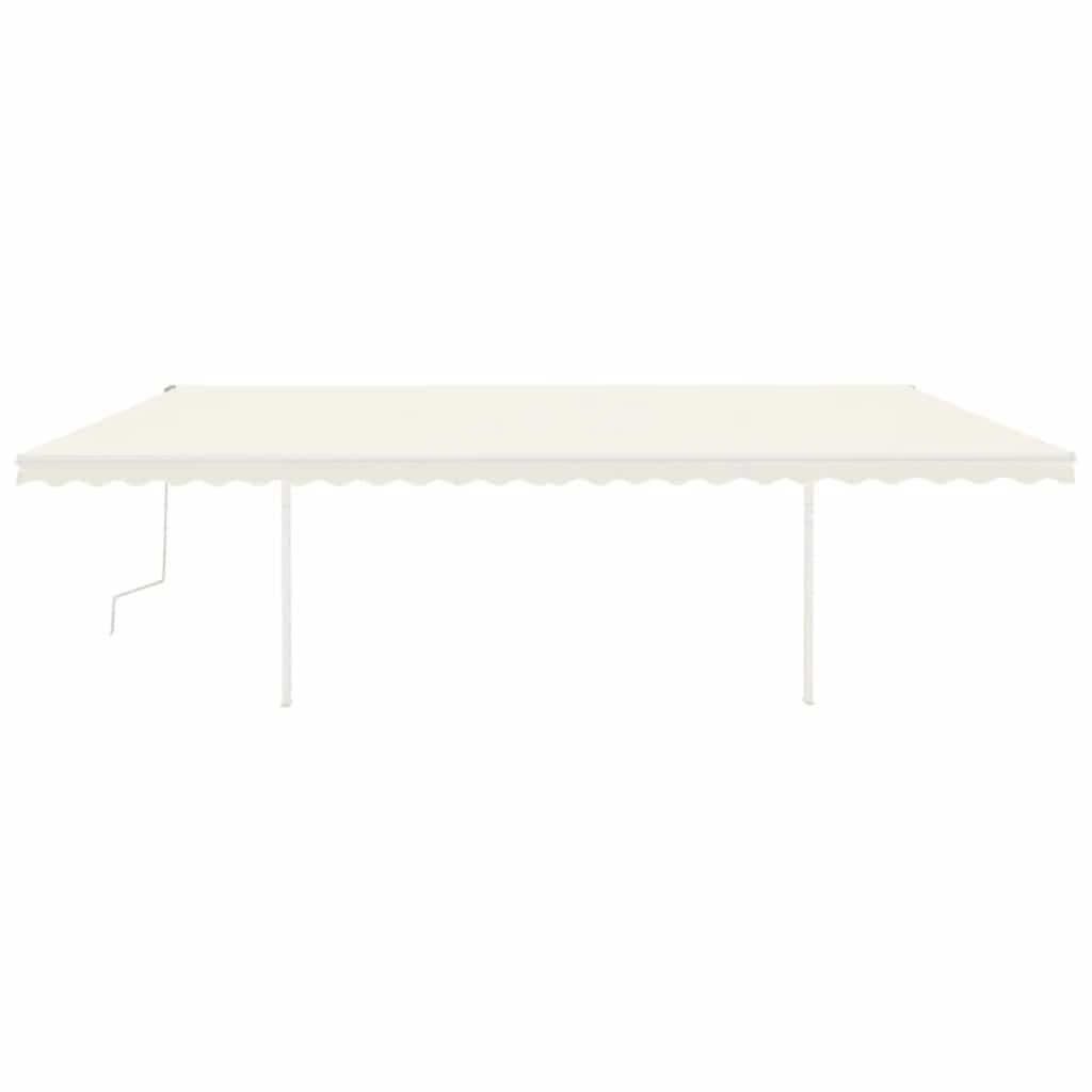 vidaXL Copertină retractabilă manual cu stâlpi, crem, 6x3 m vidaXL Copertină retractabilă manual cu stâlpi, crem, 6x3 m