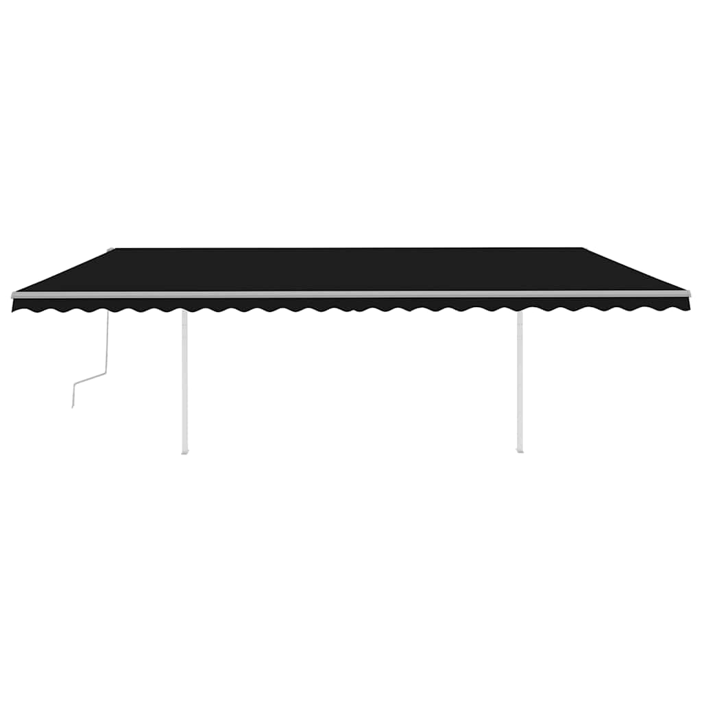 vidaXL Copertină retractabilă manual cu stâlpi, antracit, 6x3 m vidaXL Copertină retractabilă manual cu stâlpi, antracit, 6x3 m