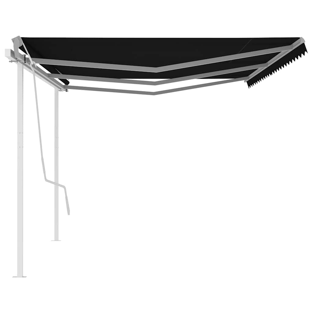 vidaXL Copertină retractabilă manual cu stâlpi, antracit, 6x3 m vidaXL Copertină retractabilă manual cu stâlpi, antracit, 6x3 m