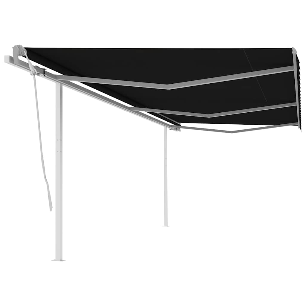 vidaXL Copertină retractabilă manual cu stâlpi, antracit, 6x3 m vidaXL Copertină retractabilă manual cu stâlpi, antracit, 6x3 m