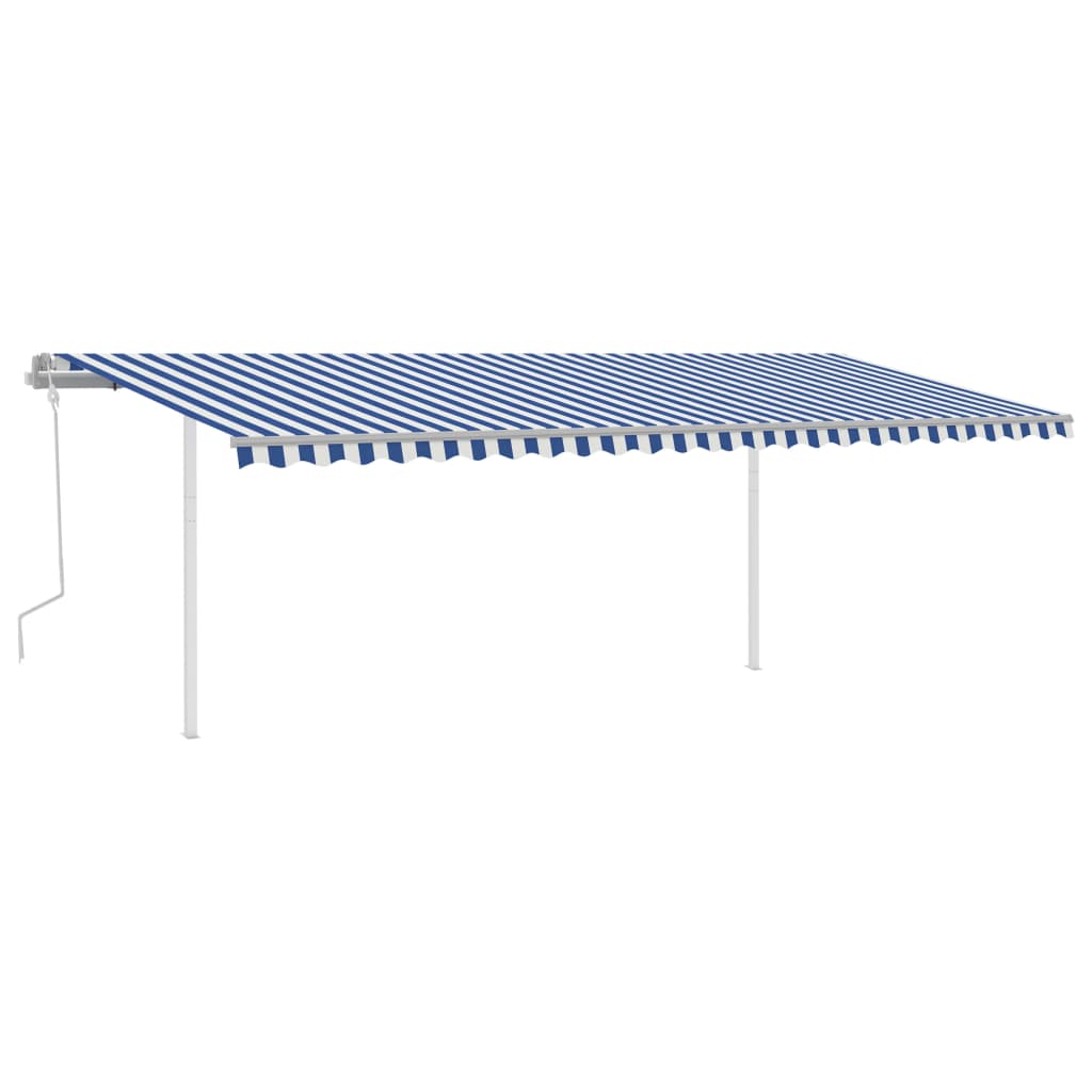 vidaXL Copertină retractabilă manual cu LED, albastru/alb, 6x3 m vidaXL Copertină retractabilă manual cu LED, albastru/alb, 6x3 m