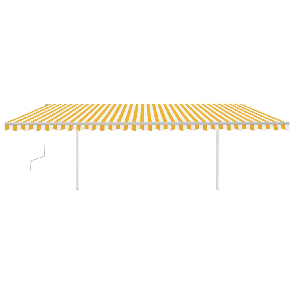 vidaXL Copertină retractabilă manual cu LED, galben&alb, 6x3 m vidaXL Copertină retractabilă manual cu LED, galben&alb, 6x3 m