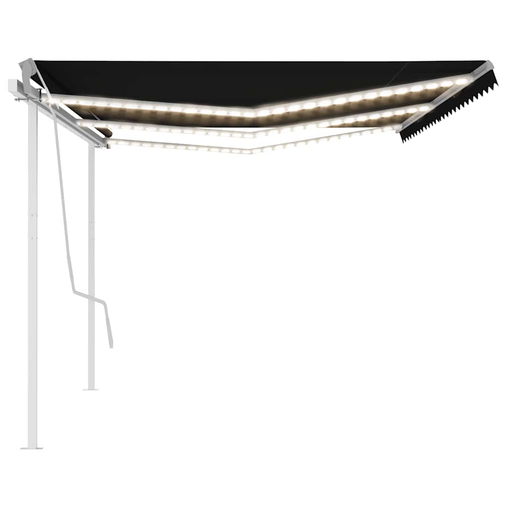 vidaXL Copertină retractabilă manual cu LED, antracit, 6x3 m