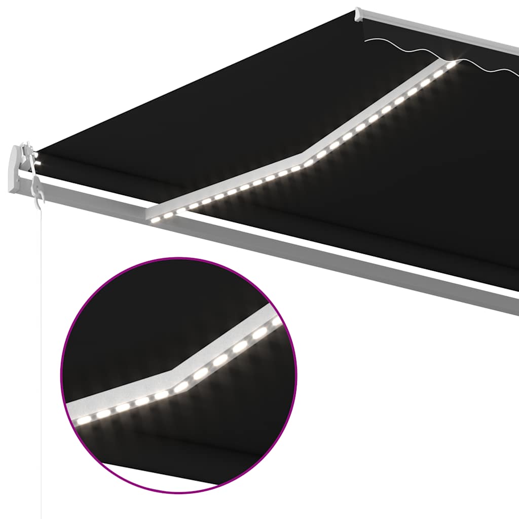 vidaXL Copertină retractabilă manual cu LED, antracit, 6x3 m