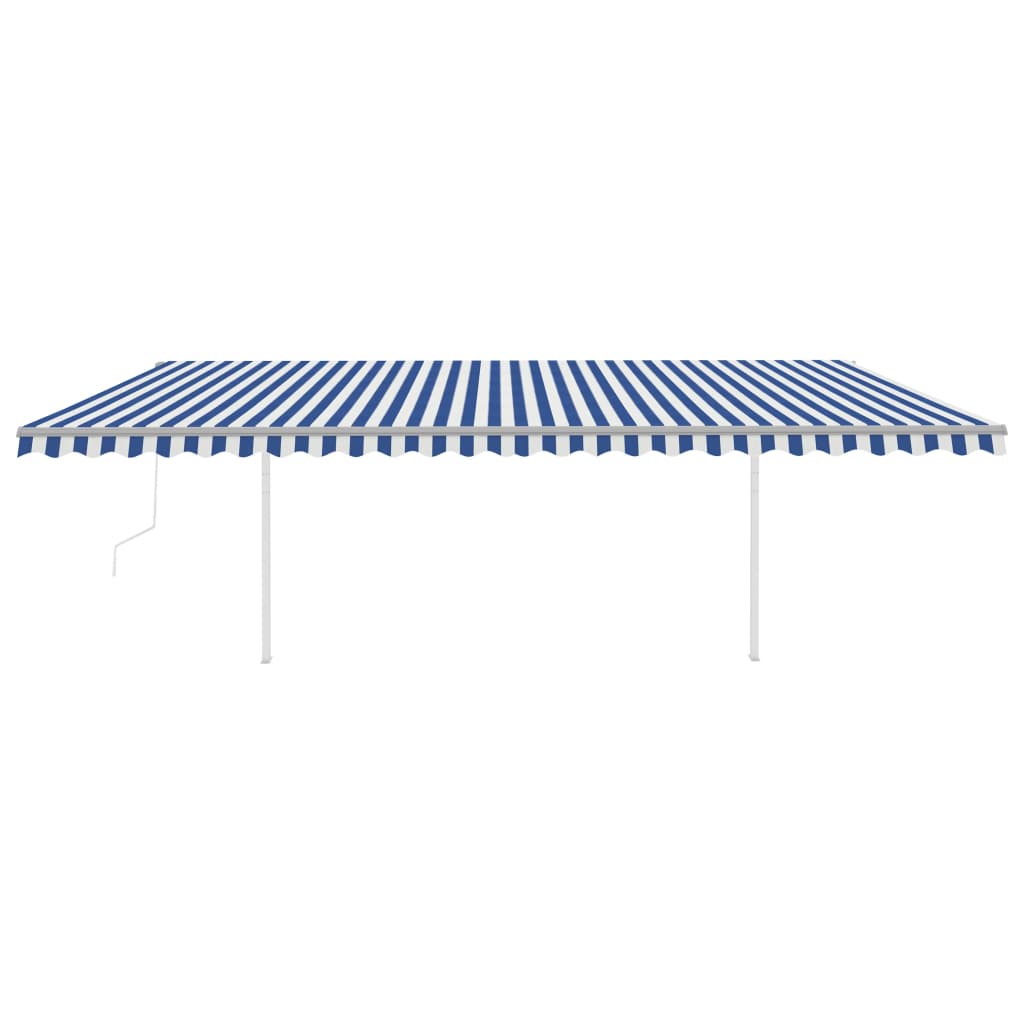 vidaXL Copertină retractabilă automat, cu stâlpi, albastru&alb, 6x3 m vidaXL Copertină retractabilă automat, cu stâlpi, albastru&alb, 6x3 m