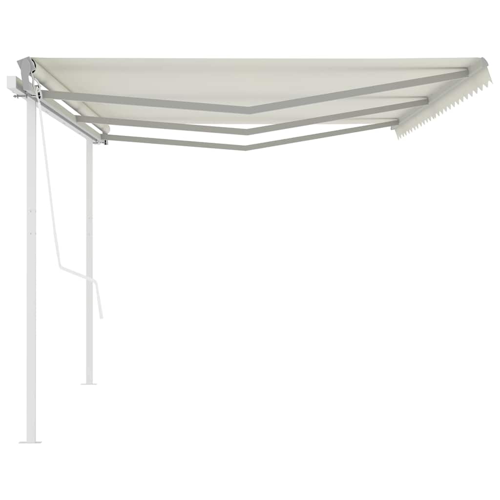 vidaXL Copertină retractabilă automat, cu stâlpi, crem, 6x3 m vidaXL Copertină retractabilă automat, cu stâlpi, crem, 6x3 m