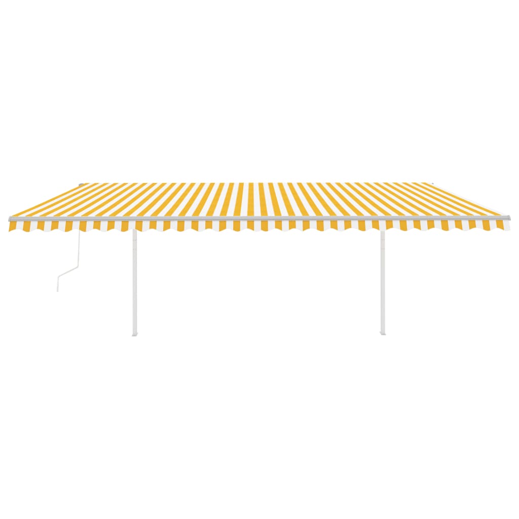 vidaXL Copertină retractabilă automat, cu stâlpi, galben&alb, 6x3 m vidaXL Copertină retractabilă automat, cu stâlpi, galben&alb, 6x3 m